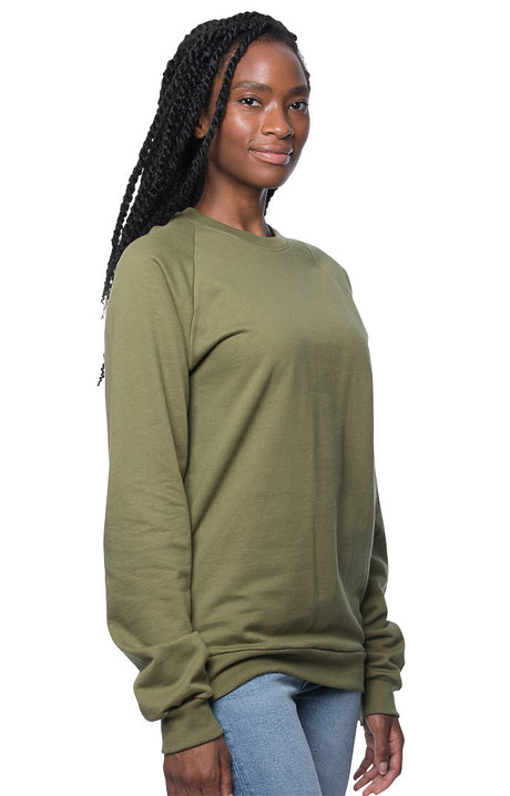 Royal Apparel 21053ORG Unisex Organic Raglan Crew Neck Sweatshirt - Moss