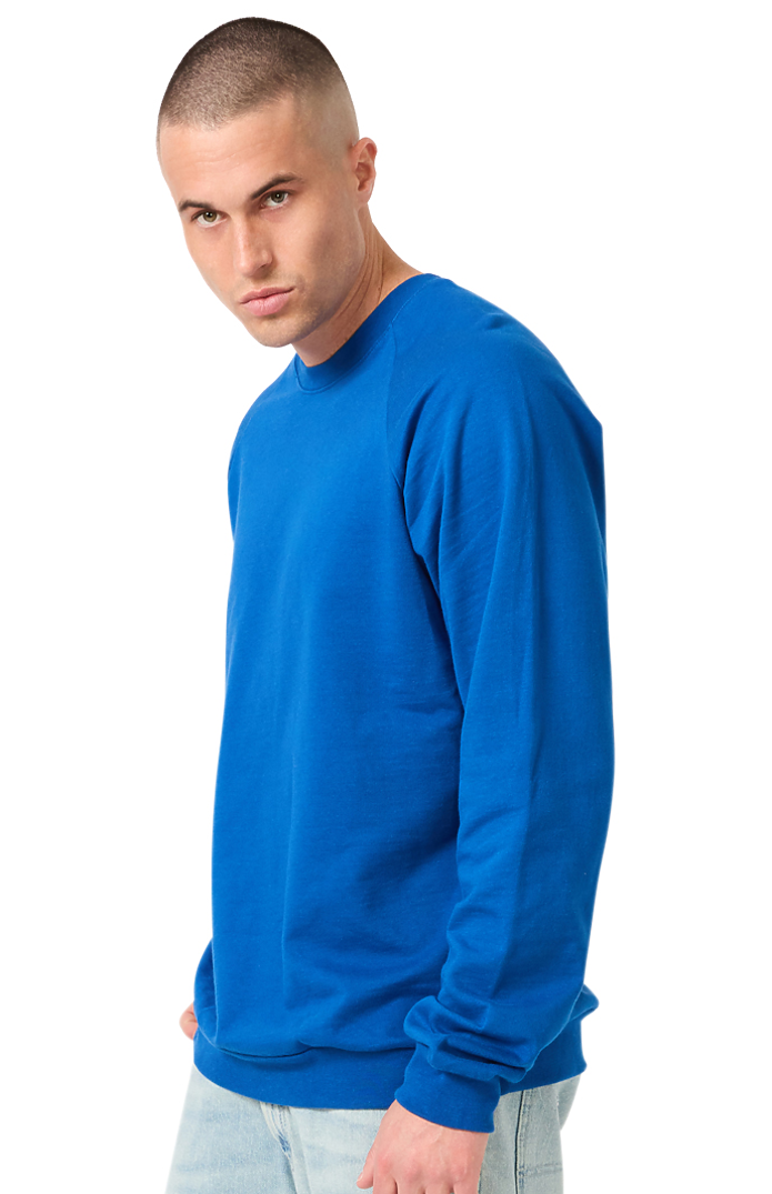 Royal Apparel 21053ORG Unisex Organic Raglan Crew Neck Sweatshirt - Nautical Blue