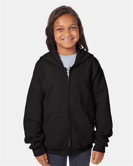 Hanes P480 Youth EcoSmart Full-Zip Hooded Sweatshirt