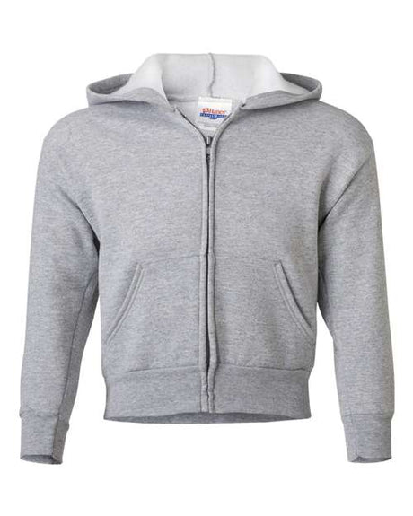 Hanes P480 Youth EcoSmart Full-Zip Hooded Sweatshirt