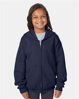 Hanes P480 Youth EcoSmart Full-Zip Hooded Sweatshirt