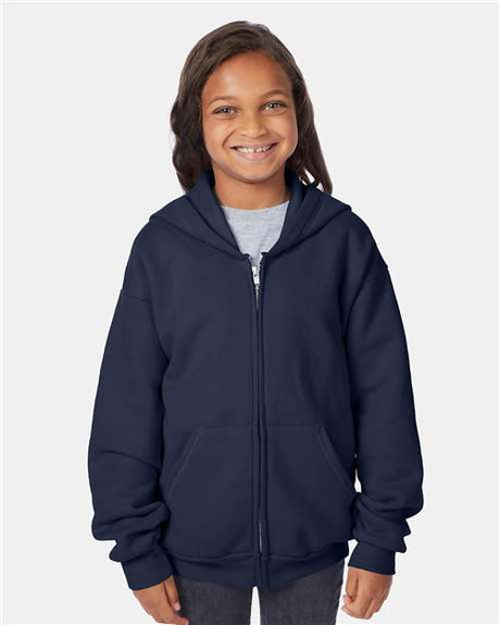 Hanes P480 Youth EcoSmart Full-Zip Hooded Sweatshirt