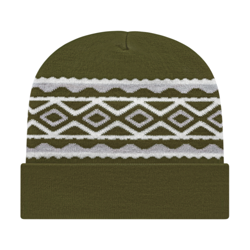 Cap America USA-Made Beanie RKD12 Diamond Pattern Knit Cap with Cuff