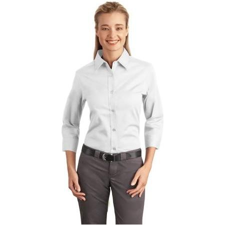 Ladies 3/4-Sleeve Easy Care Shirt Joe's USA XS White