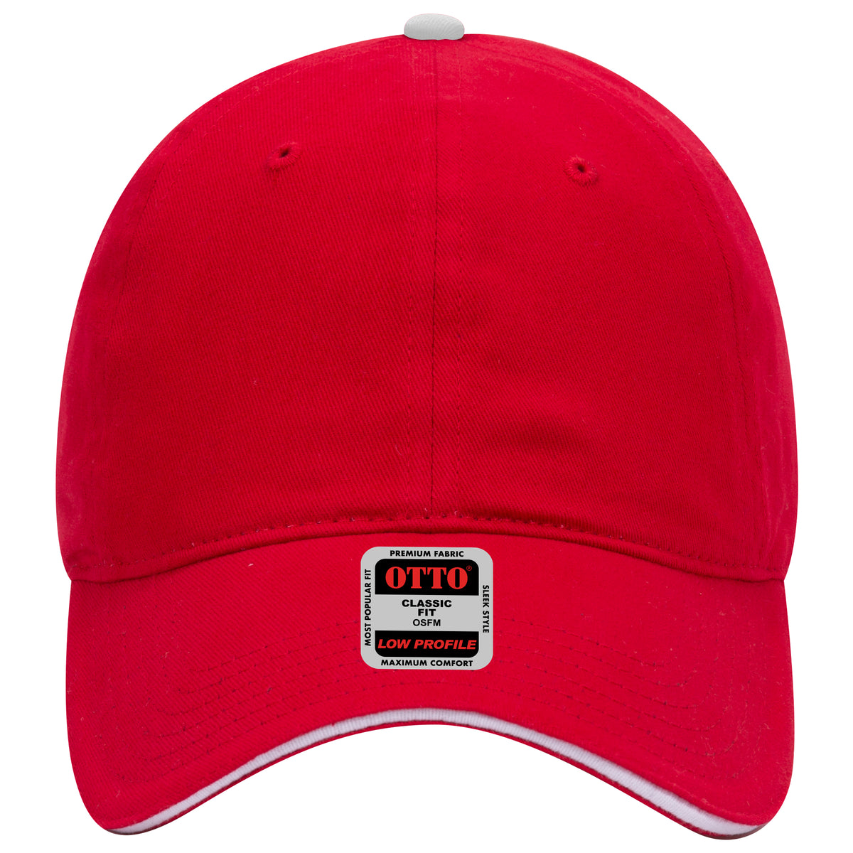 OTTO CAP 6 Panel Low Profile Baseball Cap OTTO 22-688 Otto Cap 020216 - Red/Red/Wht OSFM - Adult