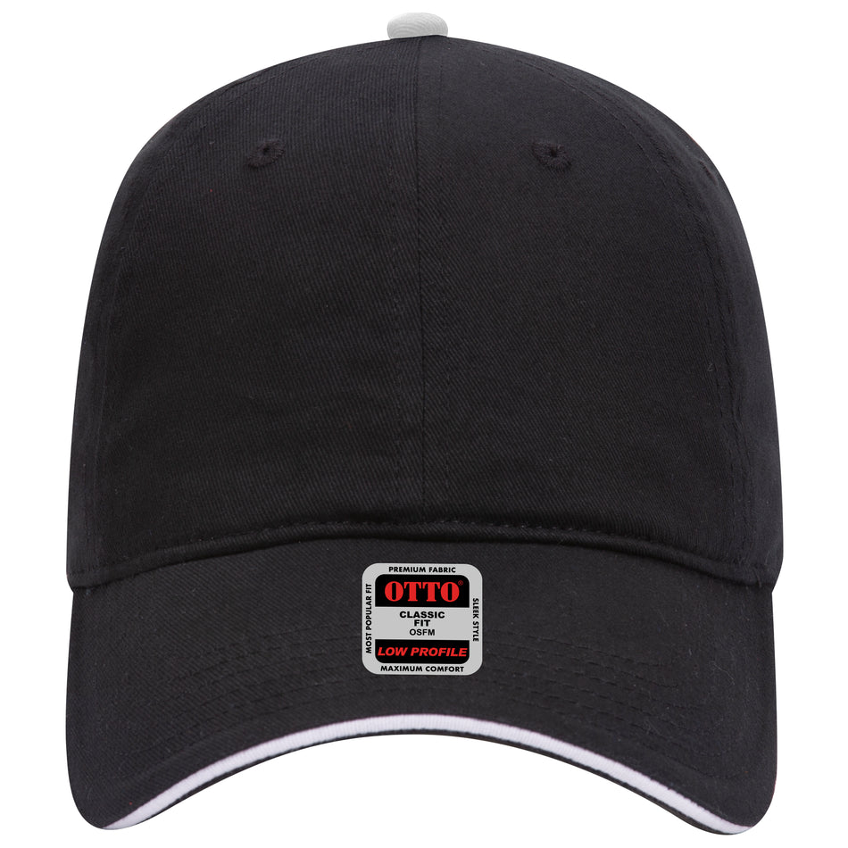 OTTO CAP 6 Panel Low Profile Baseball Cap OTTO 22-688 Otto Cap 030316 - Blk/Blk/Wht OSFM - Adult