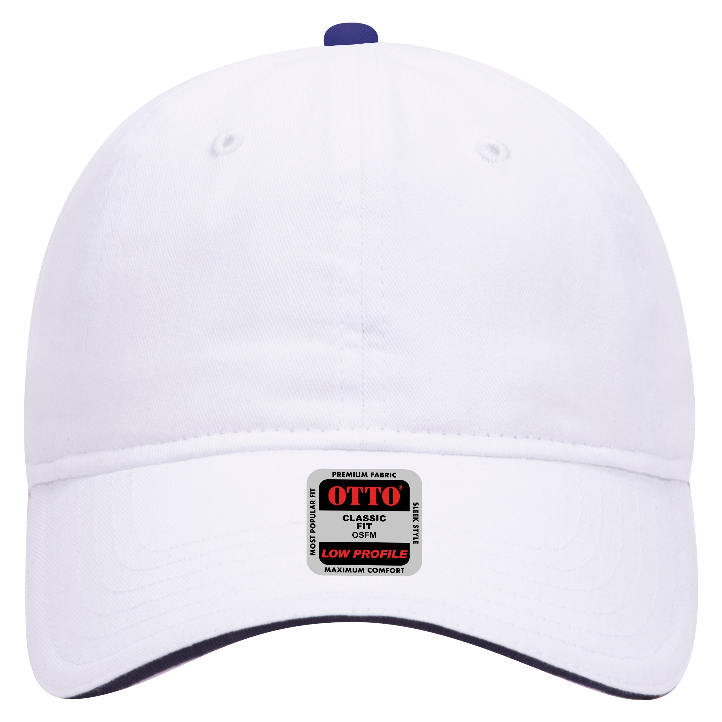 OTTO CAP 6 Panel Low Profile Baseball Cap OTTO 22-688 Otto Cap 161604 - Wht/Wht/Nvy OSFM - Adult