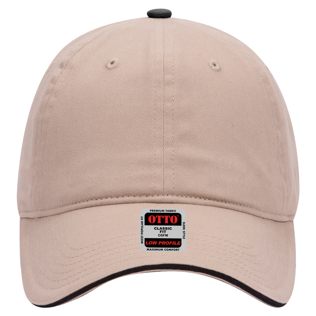 OTTO CAP 6 Panel Low Profile Baseball Cap OTTO 22-688 Otto Cap 323203 - Kha/Kha/Blk OSFM - Adult