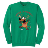 Joe's USA - Santa's Reindeer Collection Joe's USA Green Crewneck Sweatshirt Small
