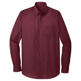 Joe's USA Long Sleeve Carefree Poplin Shirt Joe's USA X-Small Burgundy