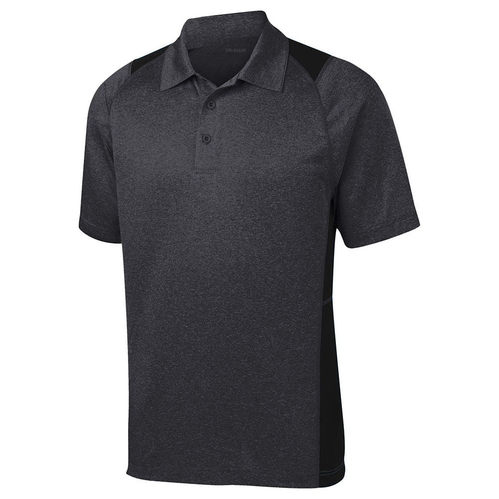 Men's Heather Colorblock Contender Polo DRI-EQUIP Graphite Heather/Black X-Small