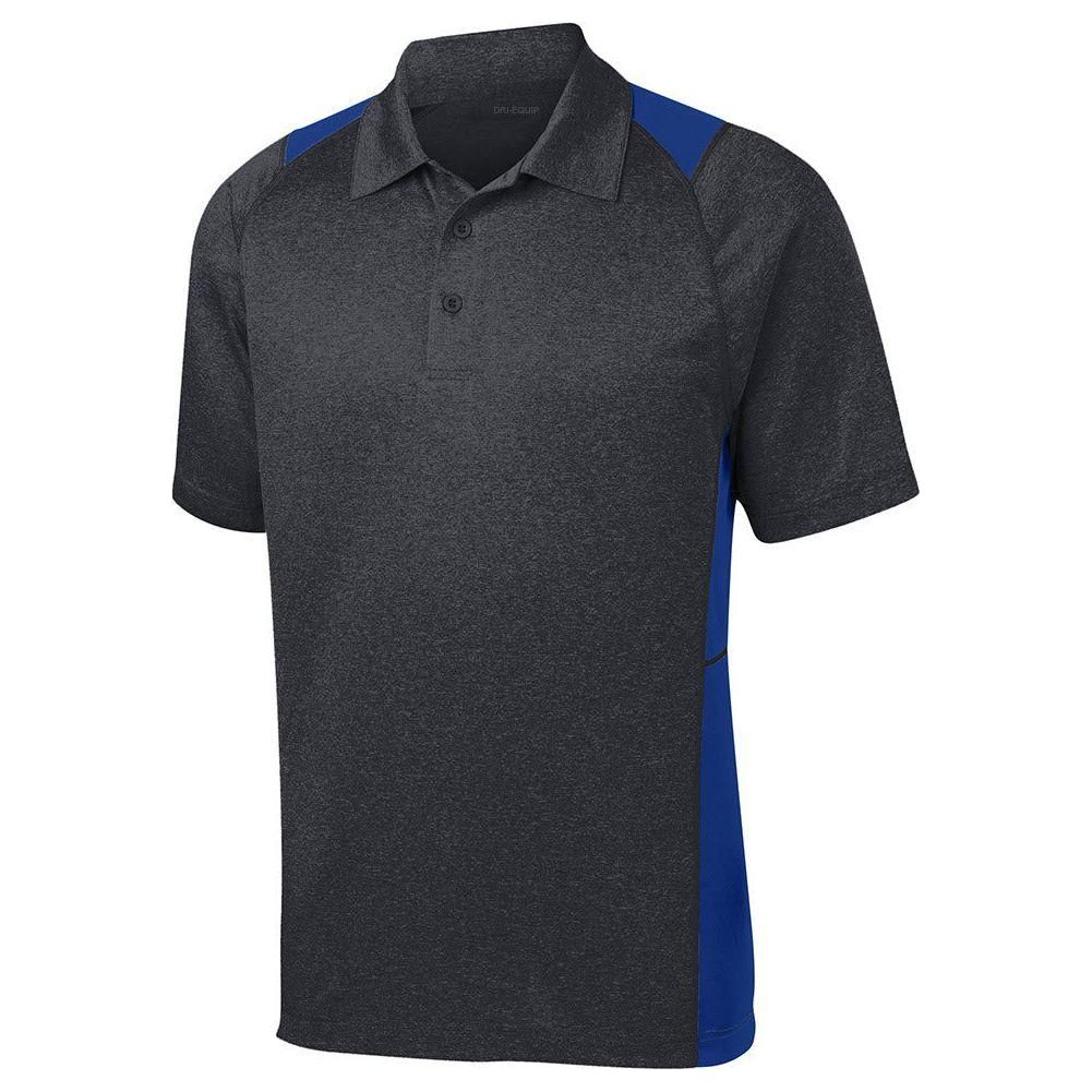 Men's Heather Colorblock Contender Polo DRI-EQUIP Graphite Heather/True Royal X-Small