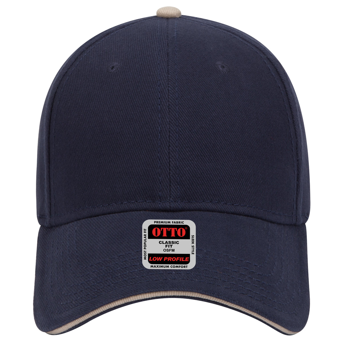 OTTO CAP 6 Panel Low Profile Baseball Cap OTTO 23-255 Otto Cap 040432 - Nvy/Nvy/Kha OSFM - Adult