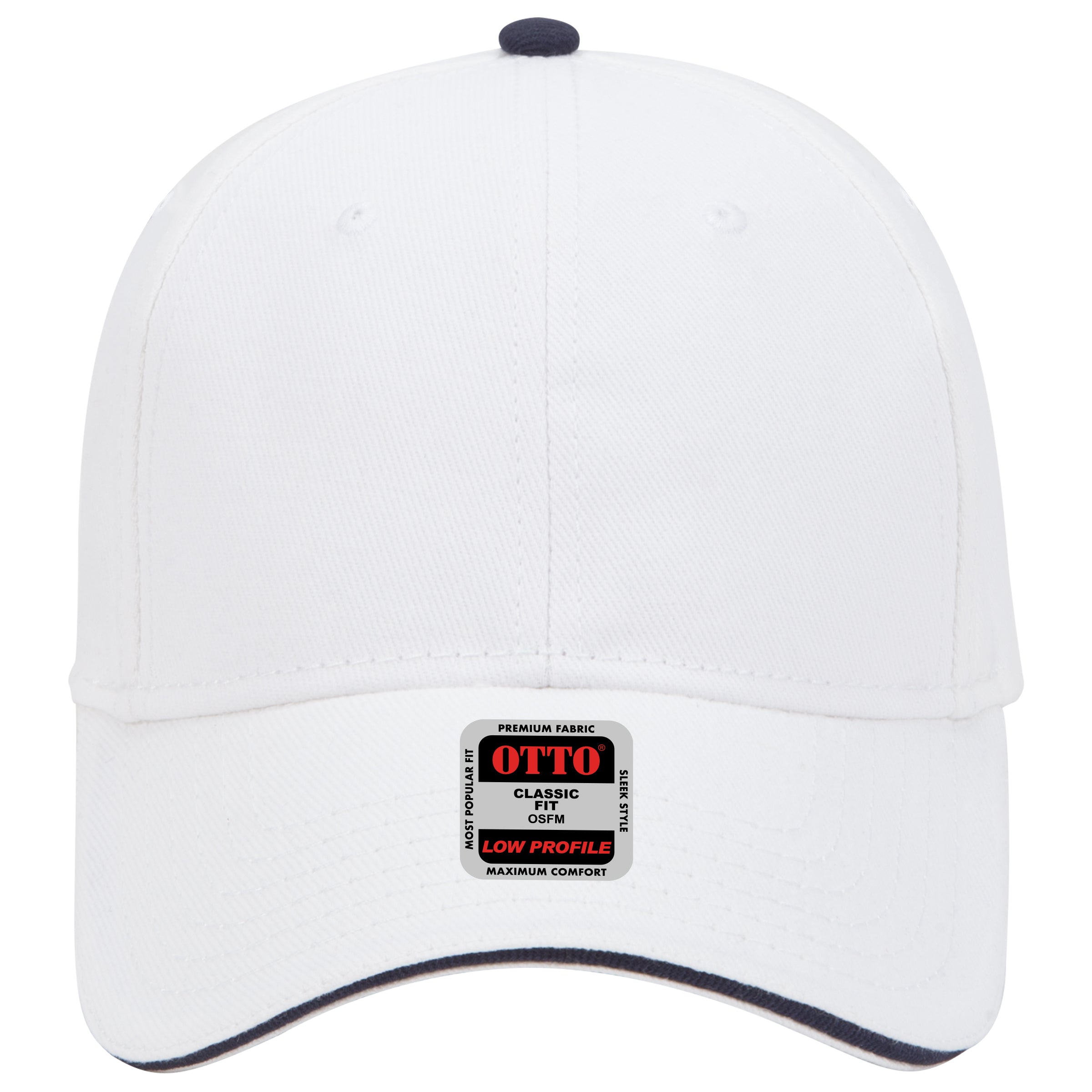 OTTO CAP 6 Panel Low Profile Baseball Cap OTTO 23-255 Otto Cap 161604 - Wht/Wht/Nvy OSFM - Adult