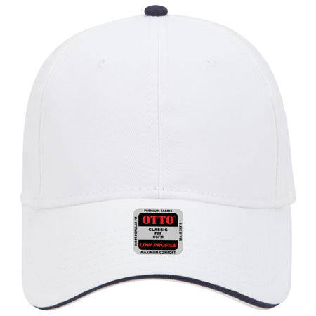 OTTO CAP 6 Panel Low Profile Baseball Cap OTTO 23-255 Otto Cap 161604 - Wht/Wht/Nvy OSFM - Adult