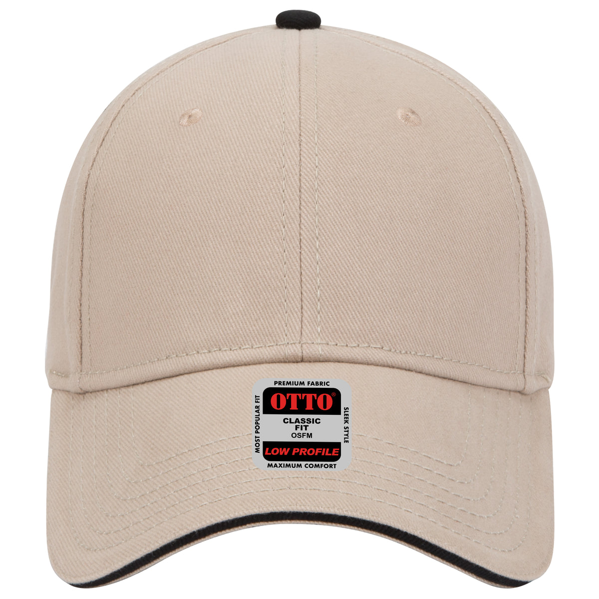 OTTO CAP 6 Panel Low Profile Baseball Cap OTTO 23-255 Otto Cap 323203 - Kha/Kha/Blk OSFM - Adult