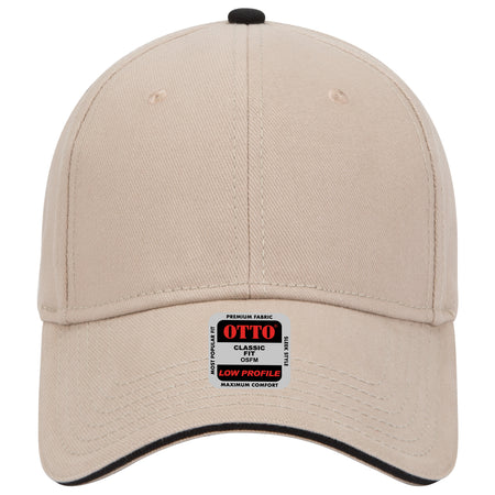 OTTO CAP 6 Panel Low Profile Baseball Cap OTTO 23-255 Otto Cap 323203 - Kha/Kha/Blk OSFM - Adult