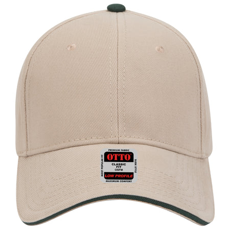 OTTO CAP 6 Panel Low Profile Baseball Cap OTTO 23-255 Otto Cap 323217 - Kha/Kha/Dk.Grn OSFM - Adult