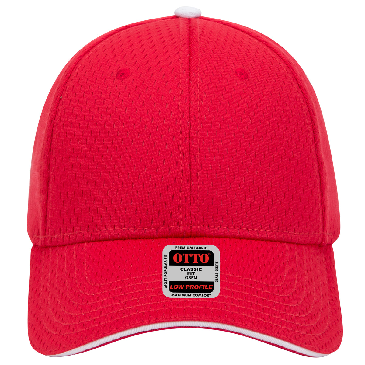 OTTO CAP 6 Panel Low Profile Baseball Cap OTTO 23-368 Otto Cap 020216 - Red/Red/Wht OSFM - Adult