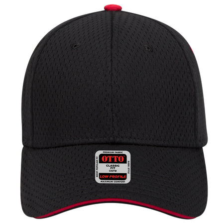 OTTO CAP 6 Panel Low Profile Baseball Cap OTTO 23-368 Otto Cap 030302 - Blk/Blk/Red OSFM - Adult