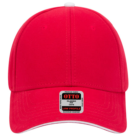 OTTO CAP 6 Panel Low Profile Baseball Cap OTTO 23-370 Otto Cap 020216 - Red/Red/Wht OSFM - Adult