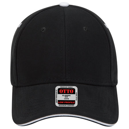 OTTO CAP 6 Panel Low Profile Baseball Cap OTTO 23-370 Otto Cap 030316 - Blk/Blk/Wht OSFM - Adult