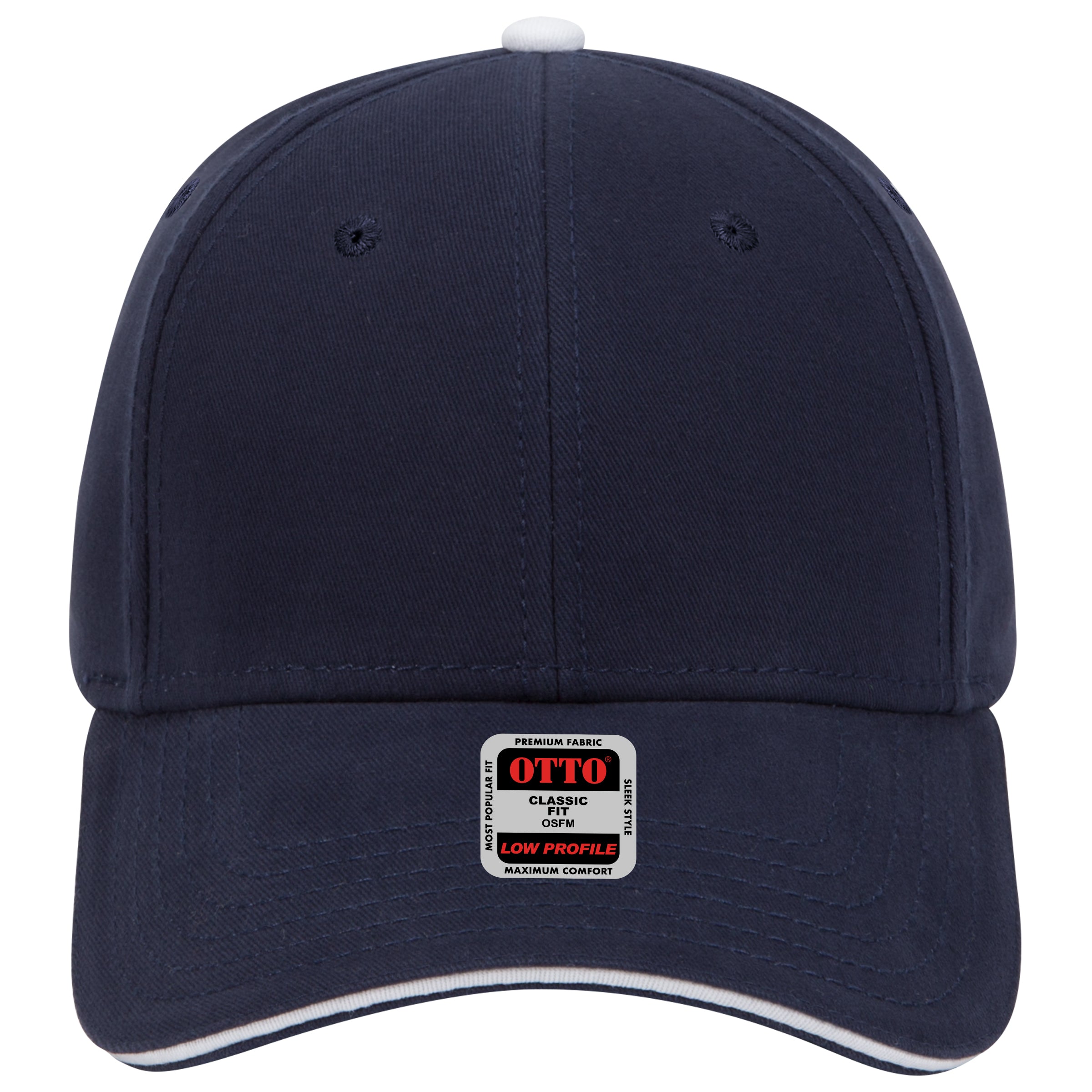 OTTO CAP 6 Panel Low Profile Baseball Cap OTTO 23-370 Otto Cap 040416 - Nvy/Nvy/Wht OSFM - Adult