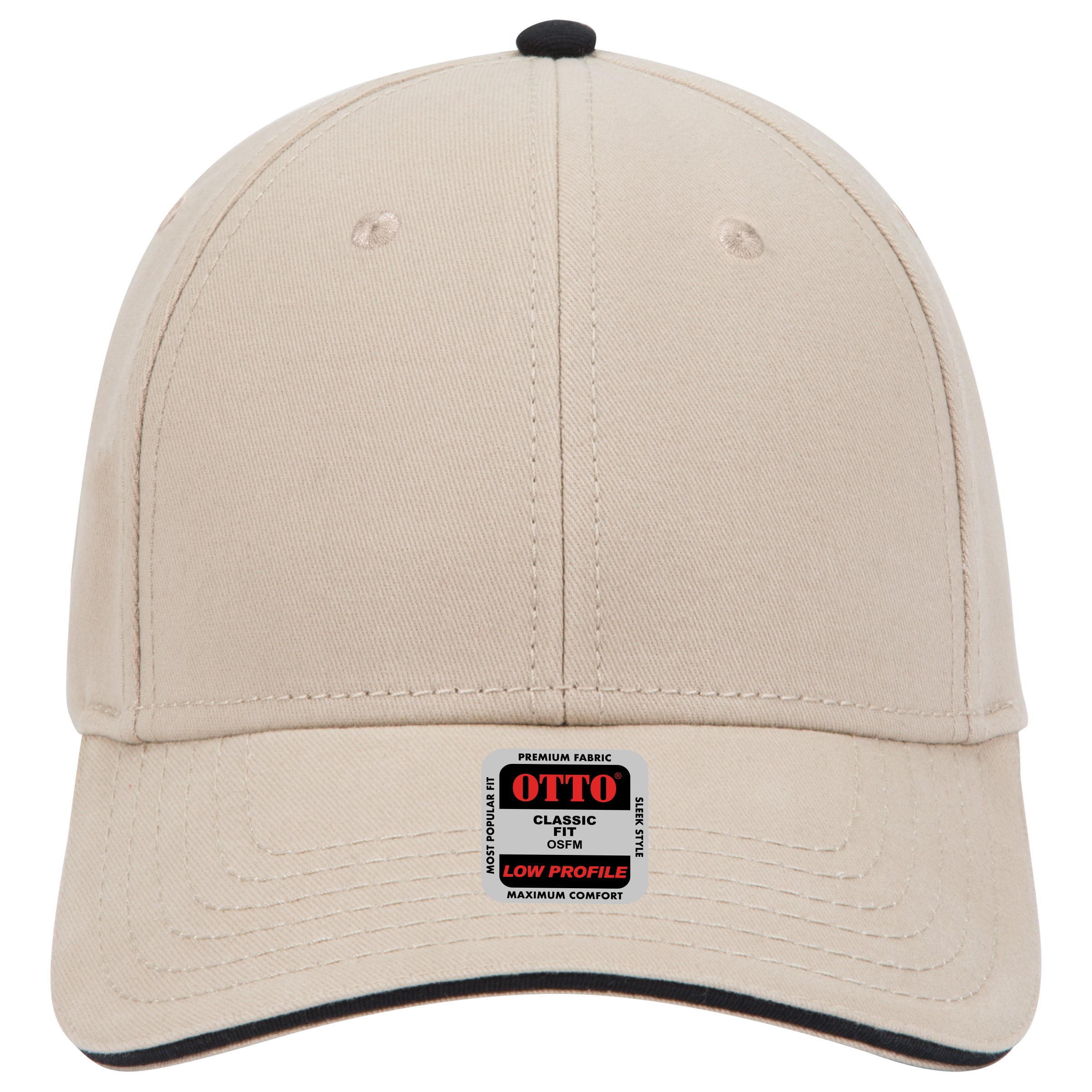 OTTO CAP 6 Panel Low Profile Baseball Cap OTTO 23-370 Otto Cap 323203 - Kha/Kha/Blk OSFM - Adult