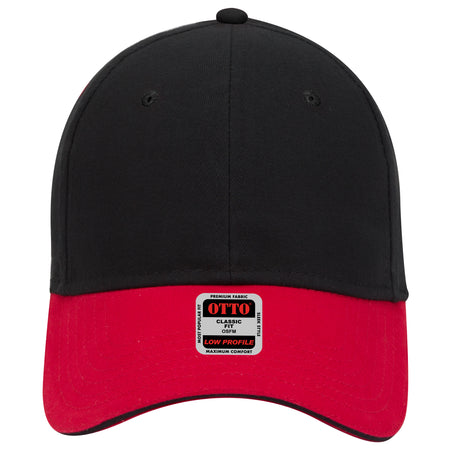 OTTO CAP 6 Panel Low Profile Baseball Cap OTTO 23-430 Otto Cap 020303 - Red/Blk/Blk OSFM - Adult