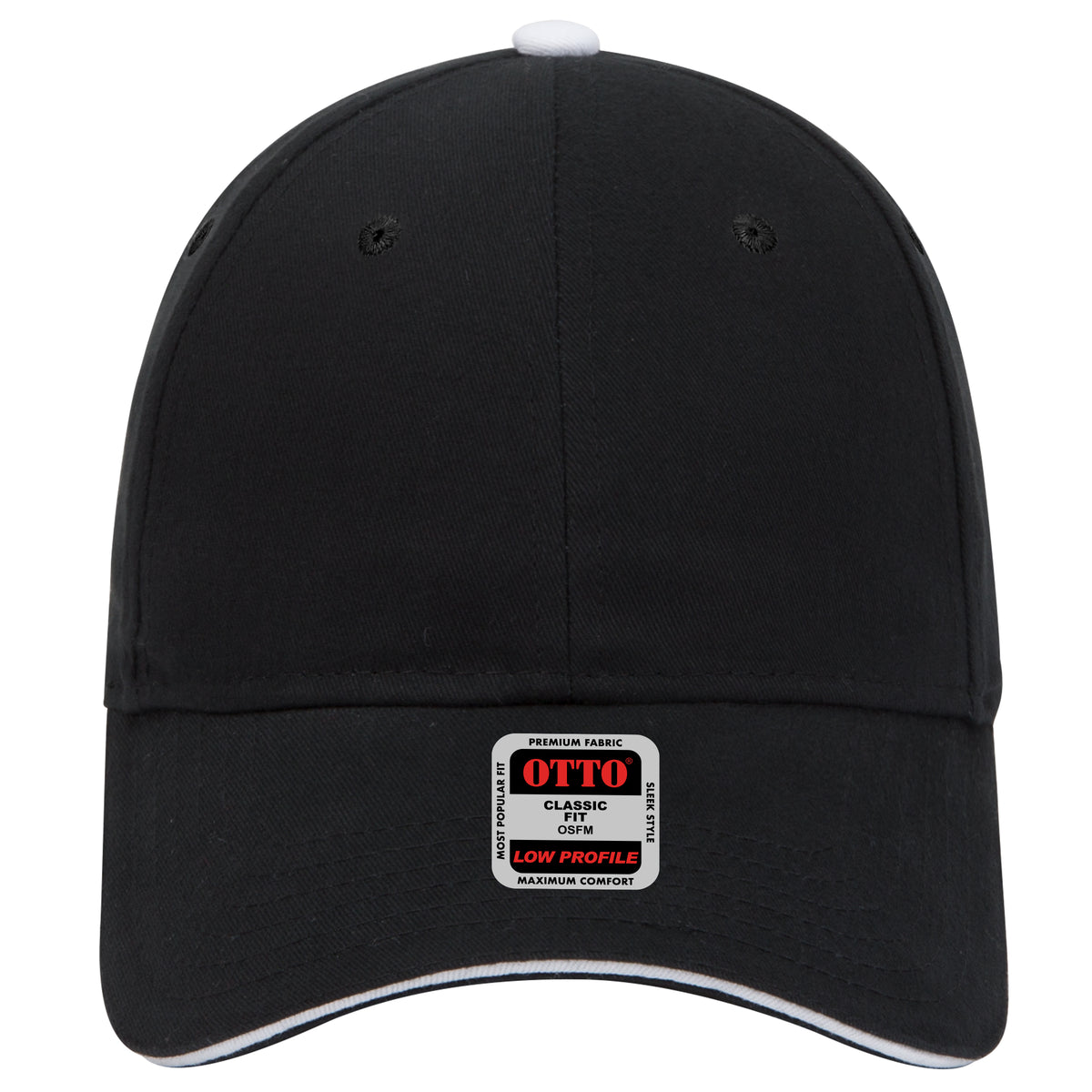 OTTO CAP 6 Panel Low Profile Baseball Cap OTTO 23-430 Otto Cap 030316 - Blk/Blk/Wht OSFM - Adult