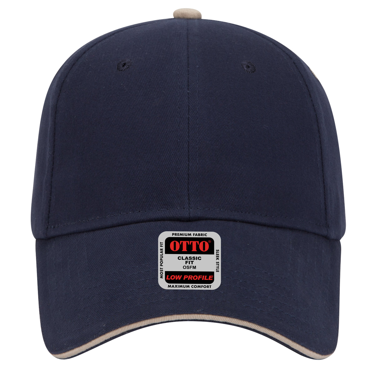 OTTO CAP 6 Panel Low Profile Baseball Cap OTTO 23-430 Otto Cap 040432 - Nvy/Nvy/Kha OSFM - Adult