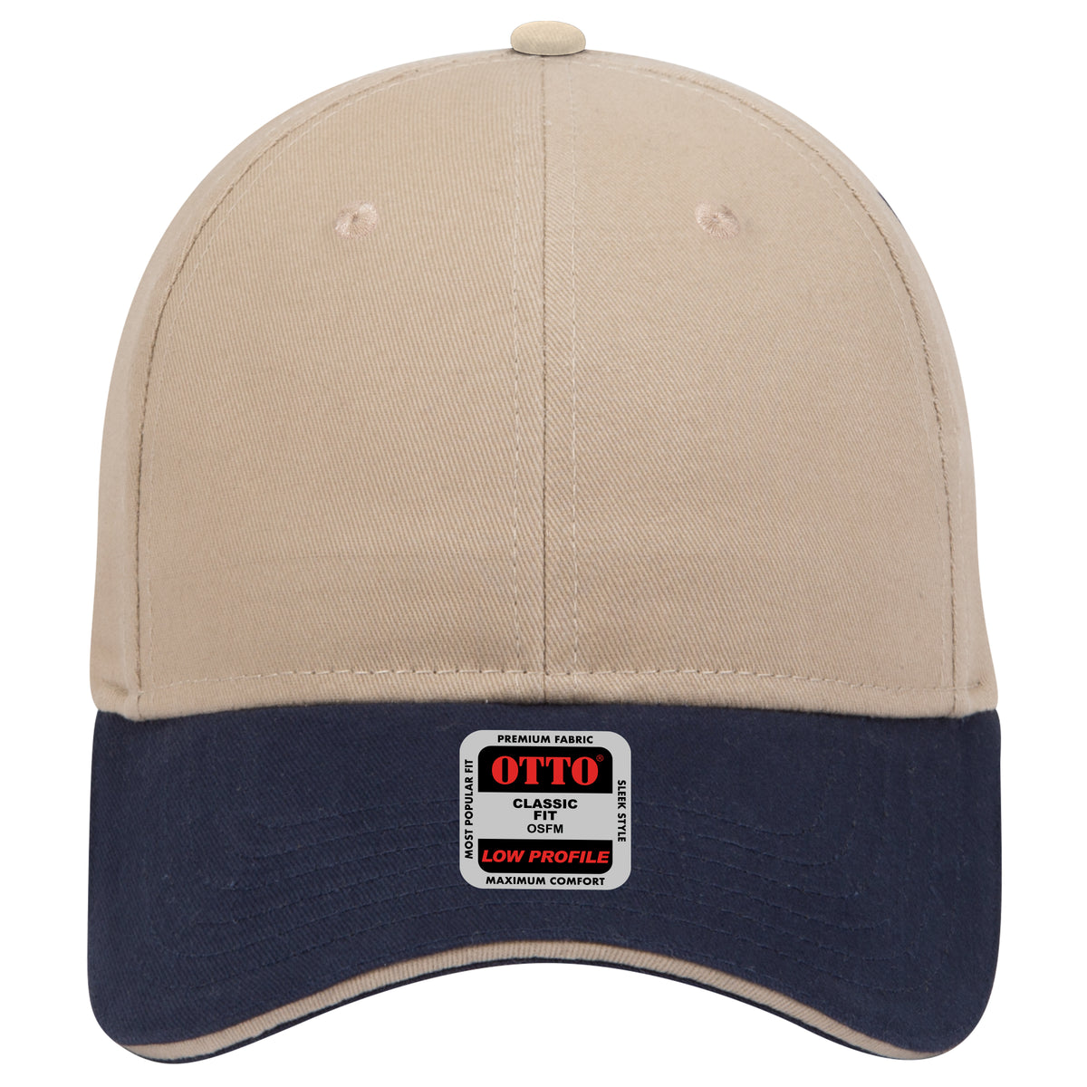 OTTO CAP 6 Panel Low Profile Baseball Cap OTTO 23-430 Otto Cap 043232 - Nvy/Kha/Kha OSFM - Adult