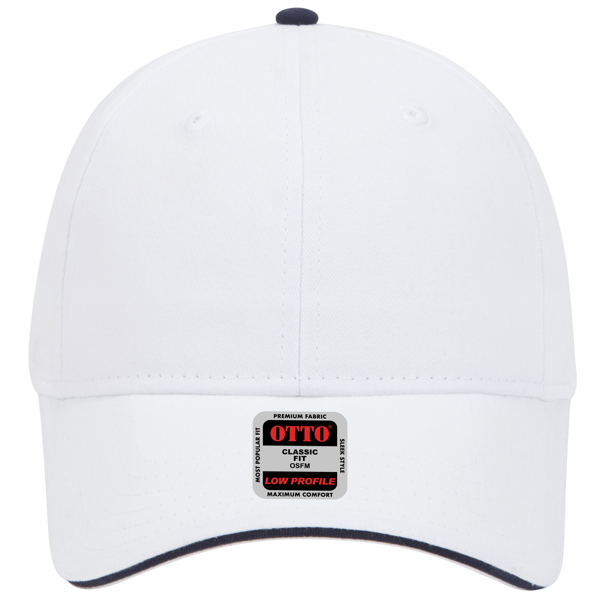 OTTO CAP 6 Panel Low Profile Baseball Cap OTTO 23-430 Otto Cap 161604 - Wht/Wht/Nvy OSFM - Adult