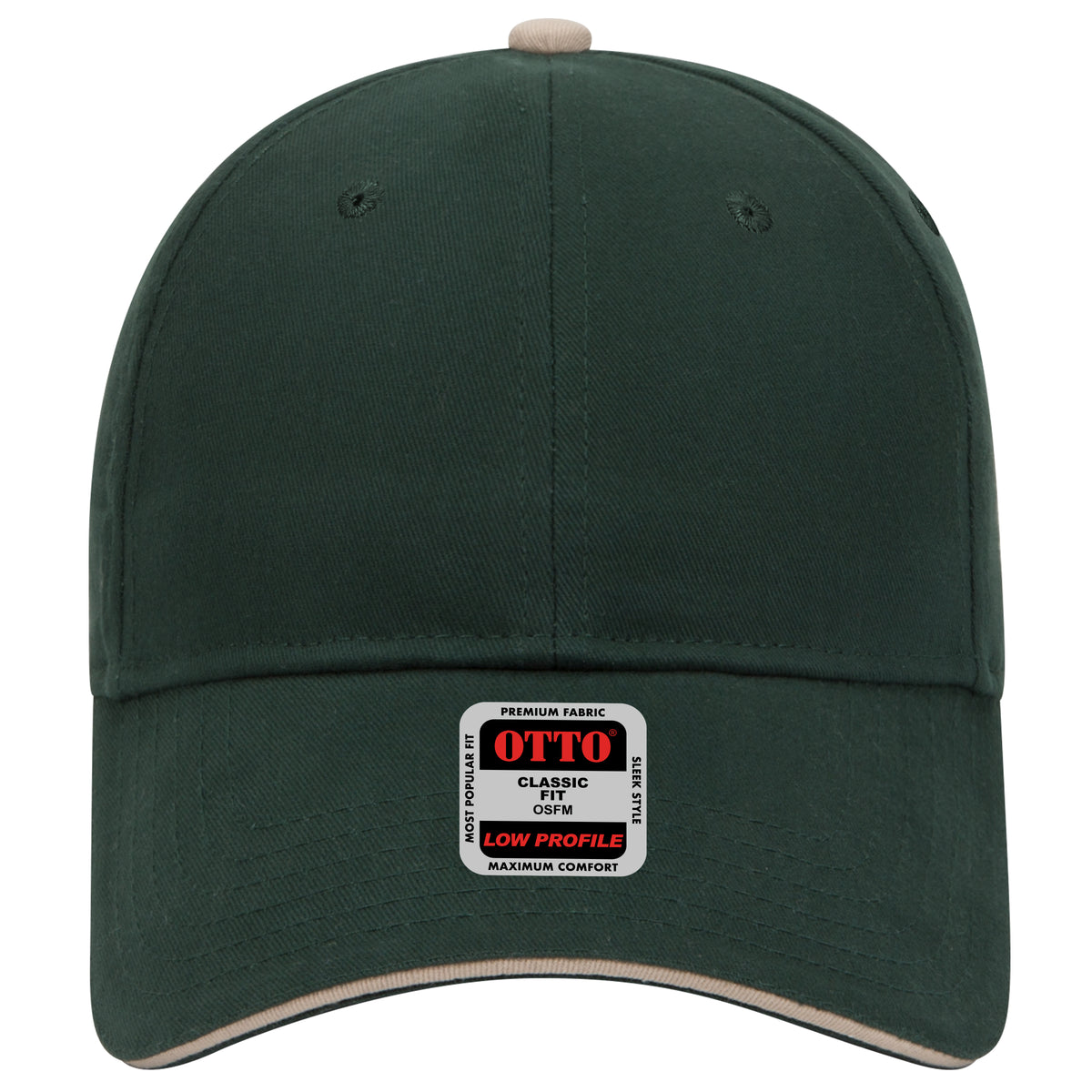 OTTO CAP 6 Panel Low Profile Baseball Cap OTTO 23-430 Otto Cap 171732 - Dk.Grn/Dk.Grn/Kha OSFM - Adult