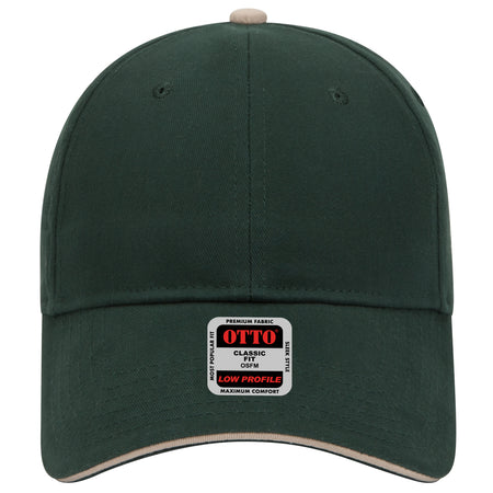 OTTO CAP 6 Panel Low Profile Baseball Cap OTTO 23-430 Otto Cap 171732 - Dk.Grn/Dk.Grn/Kha OSFM - Adult