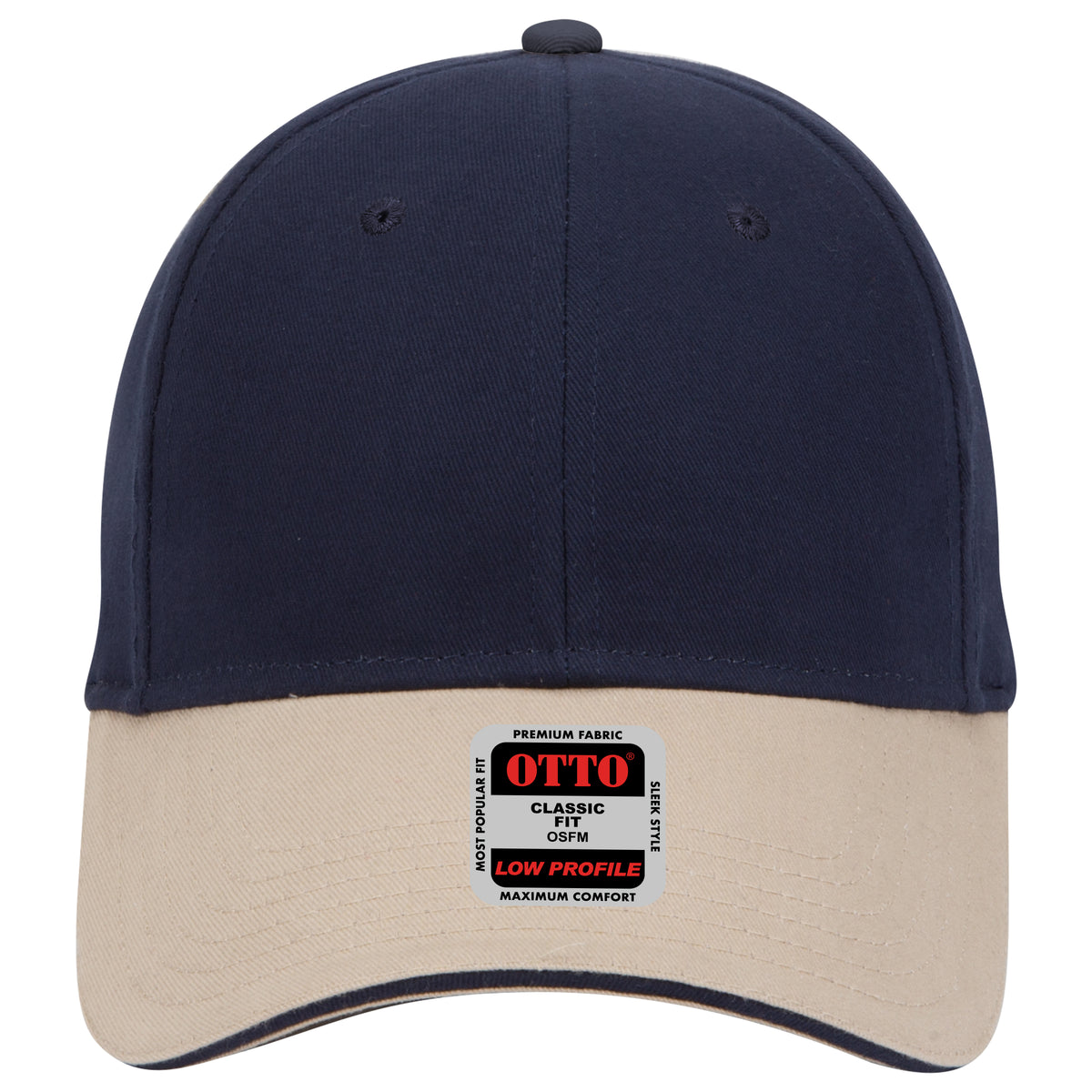 OTTO CAP 6 Panel Low Profile Baseball Cap OTTO 23-430 Otto Cap 320404 - Kha/Nvy/Nvy OSFM - Adult