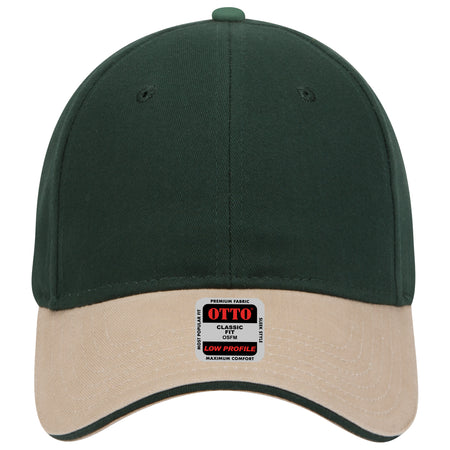 OTTO CAP 6 Panel Low Profile Baseball Cap OTTO 23-430 Otto Cap 321717 - Kha/Dk.Grn/Dk.Grn OSFM - Adult