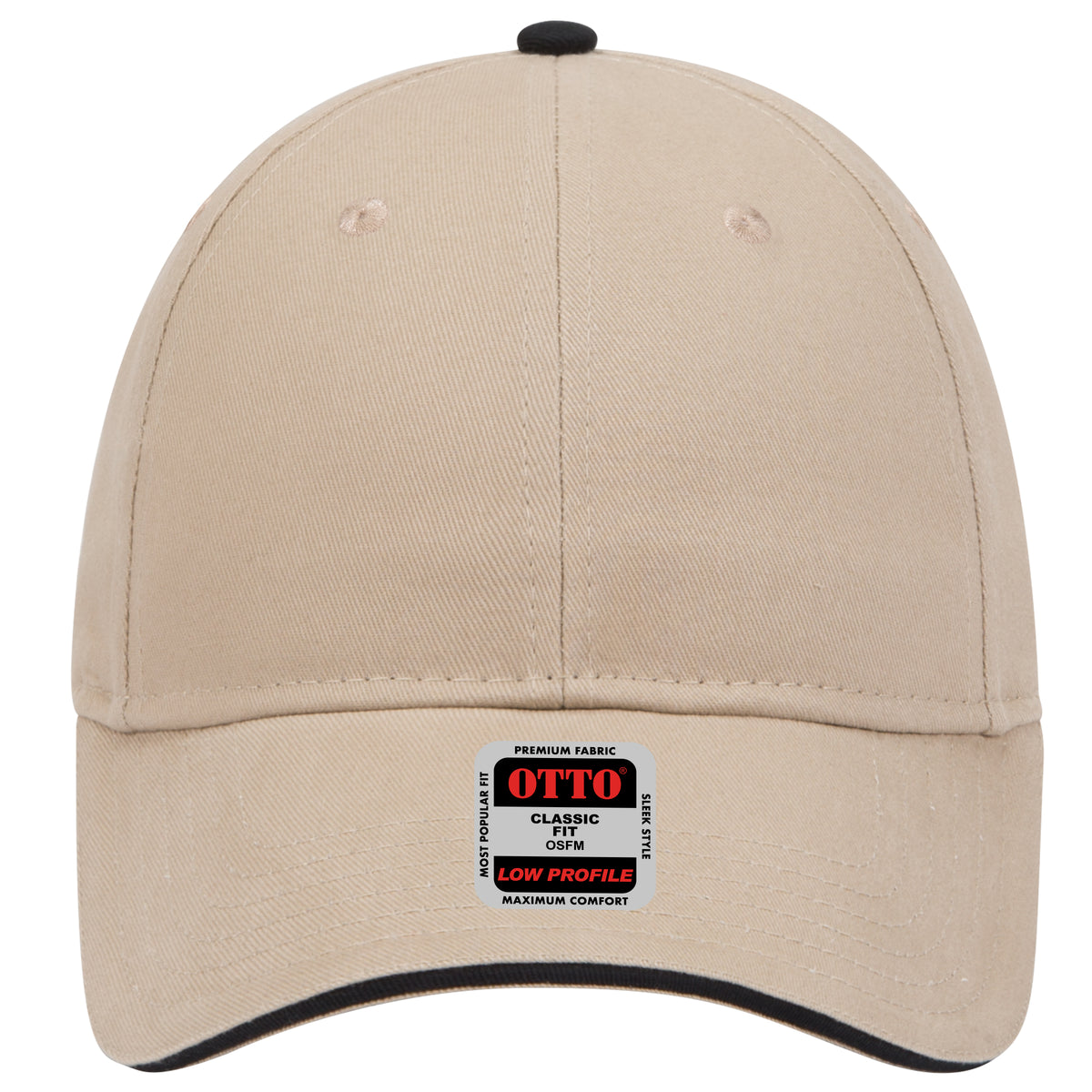 OTTO CAP 6 Panel Low Profile Baseball Cap OTTO 23-430 Otto Cap 323203 - Kha/Kha/Blk OSFM - Adult