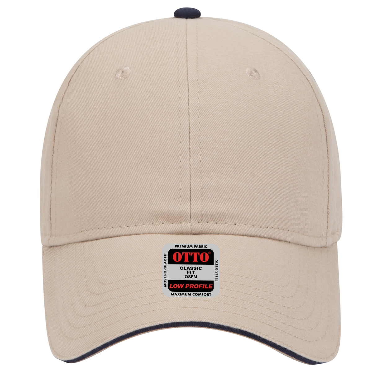 OTTO CAP 6 Panel Low Profile Baseball Cap OTTO 23-430 Otto Cap 323204 - Kha/Kha/Nvy OSFM - Adult