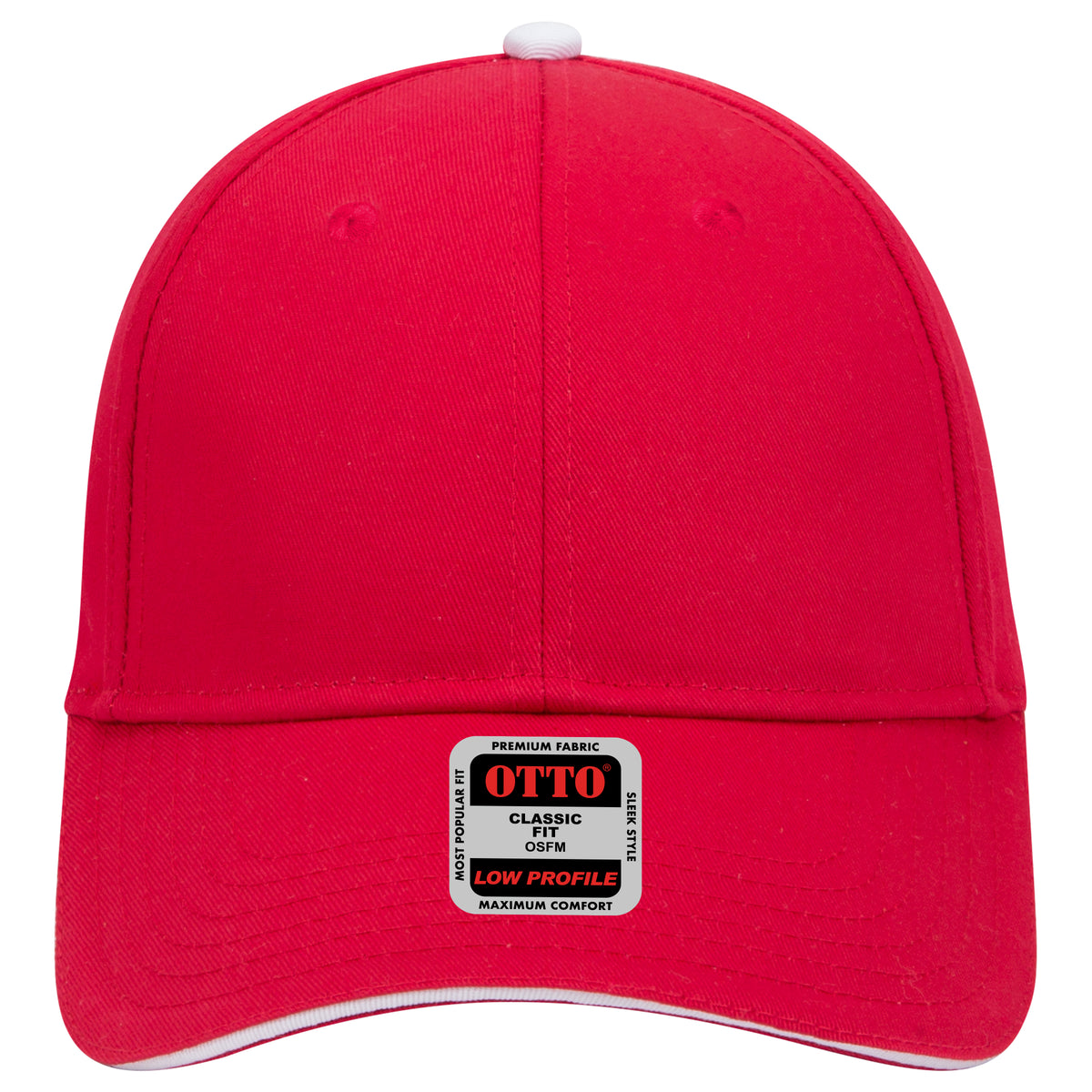 OTTO CAP 6 Panel Low Profile Baseball Cap OTTO 23-434 Otto Cap 020216 - Red/Red/Wht OSFM - Adult