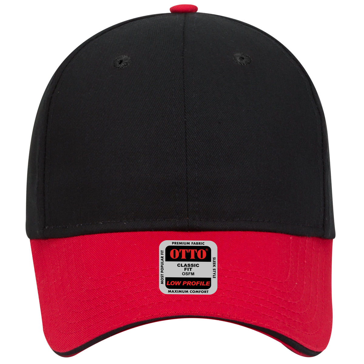 OTTO CAP 6 Panel Low Profile Baseball Cap OTTO 23-434 Otto Cap 020303 - Red/Blk/Blk OSFM - Adult