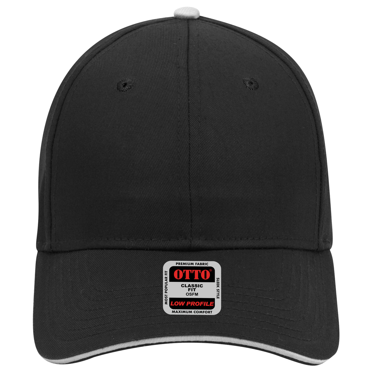 OTTO CAP 6 Panel Low Profile Baseball Cap OTTO 23-434 Otto Cap 030316 - Blk/Blk/Wht OSFM - Adult