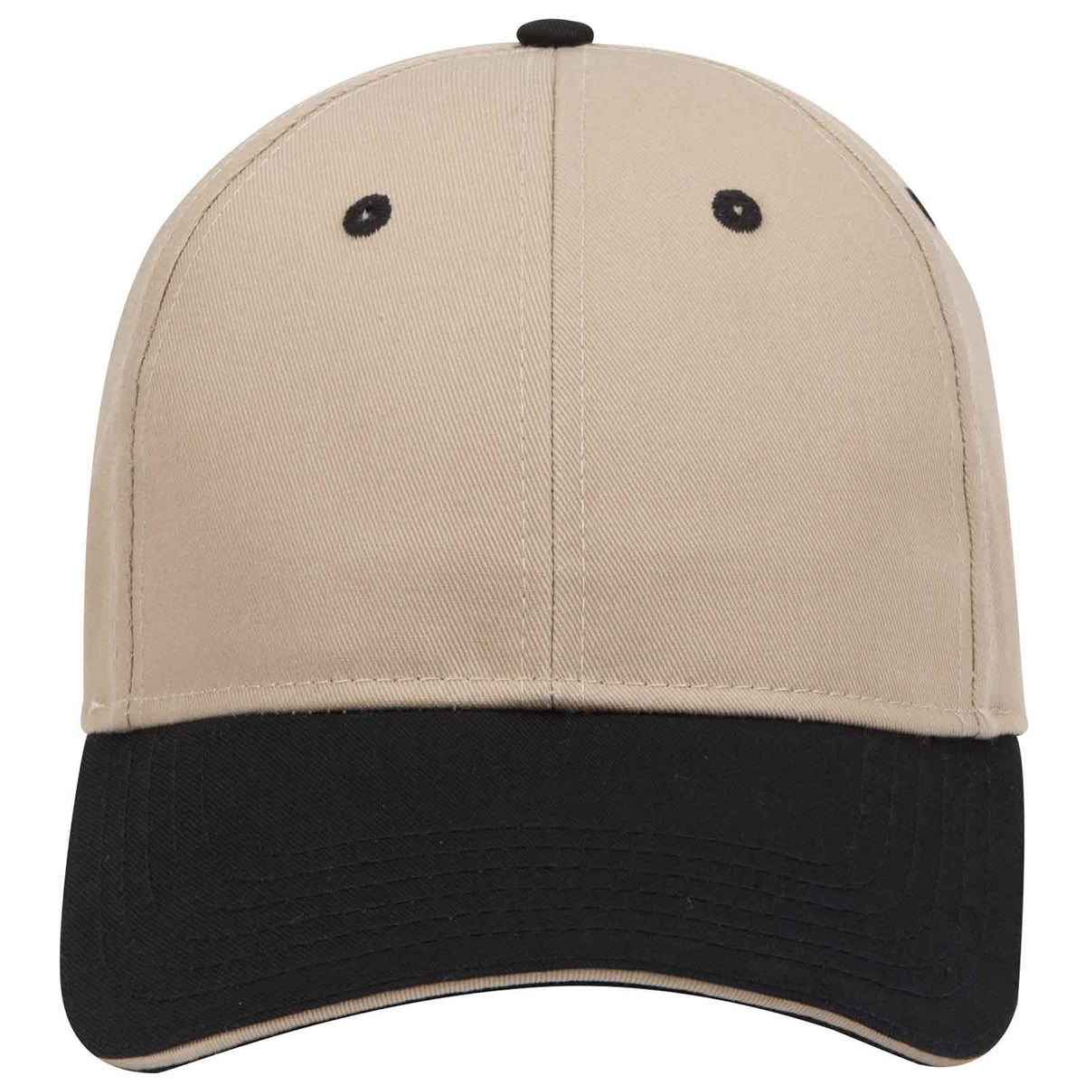 OTTO CAP 6 Panel Low Profile Baseball Cap OTTO 23-434 Otto Cap 033232 - Blk/Kha/Kha OSFM - Adult