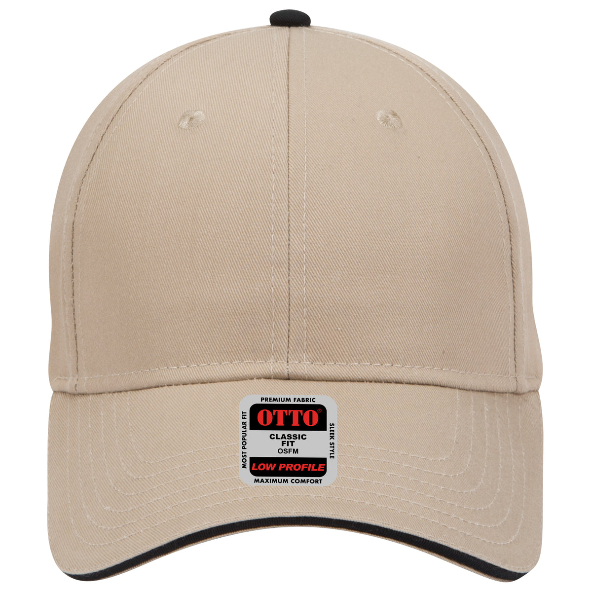 OTTO CAP 6 Panel Low Profile Baseball Cap OTTO 23-434 Otto Cap 323203 - Kha/Kha/Blk OSFM - Adult