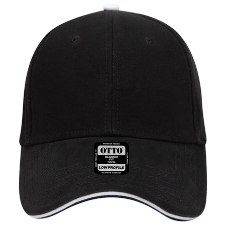 OTTO CAP 6 Panel Low Profile Baseball Cap OTTO 23-484 Otto Cap 030316 - Blk/Blk/Wht OSFM - Adult