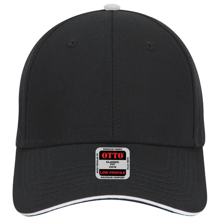 OTTO CAP 6 Panel Low Profile Baseball Cap OTTO 23-766 Otto Cap 030316 - Blk/Blk/Wht OSFM - Adult