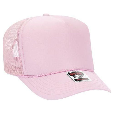 OTTO CAP 5 Panel High Crown Mesh Back Foam Trucker Hat 39-165 Caps OTTO CAP Light Pink