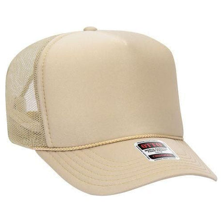 OTTO CAP 5 Panel High Crown Mesh Back Foam Trucker Hat 39-165 Caps OTTO CAP Tan