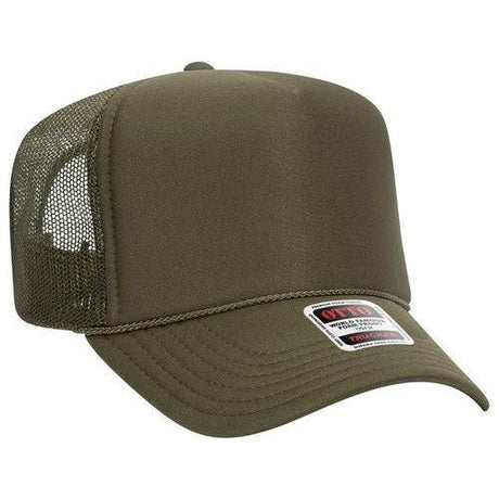 OTTO CAP 5 Panel High Crown Mesh Back Foam Trucker Hat 39-165 Caps OTTO CAP Olive