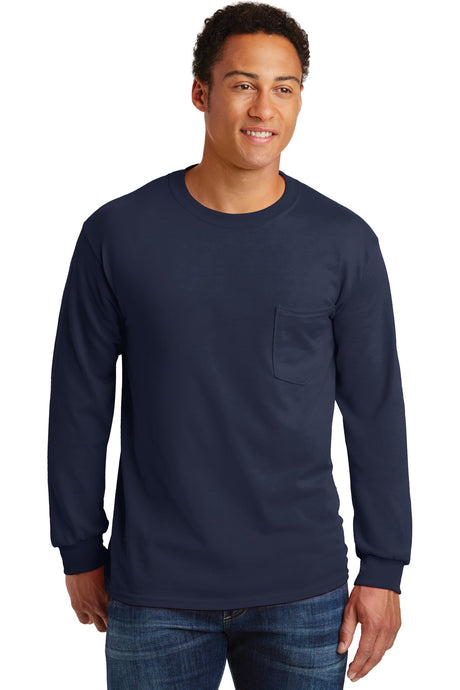 Gildan ®  - Ultra Cotton ®  100% US Cotton Long Sleeve T-Shirt with Pocket.  2410 - Gildan 2410